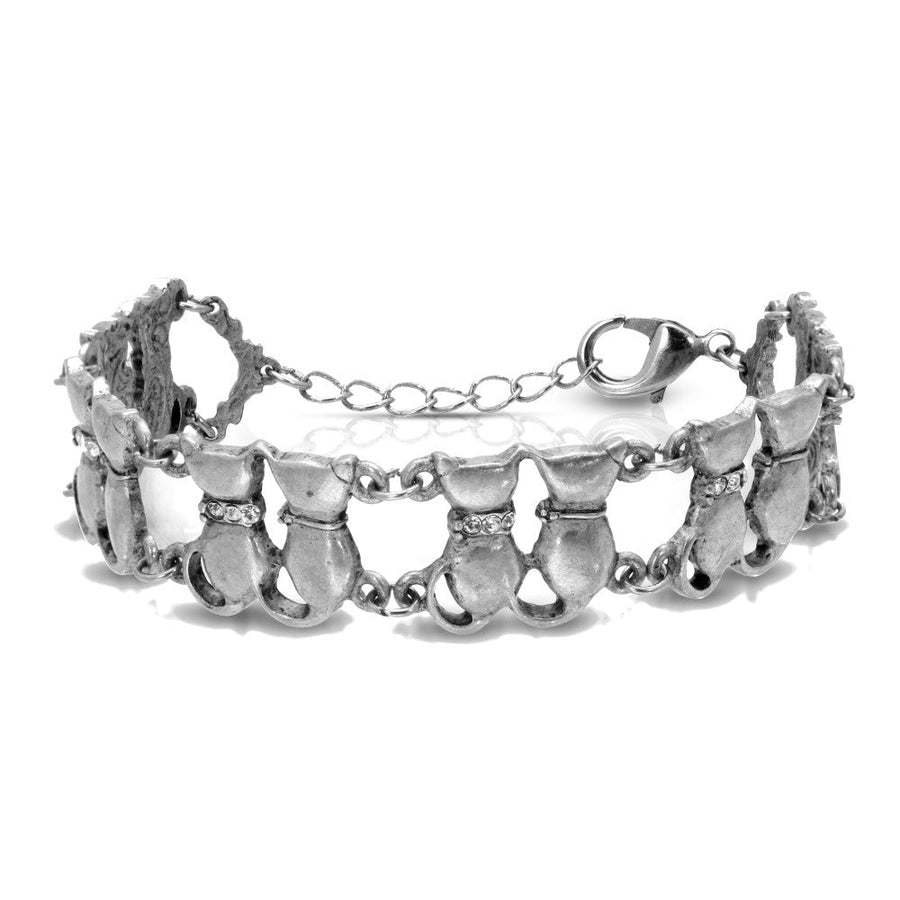 1928 Jewelry Crystal Multi Double Cat Chain Bracelet