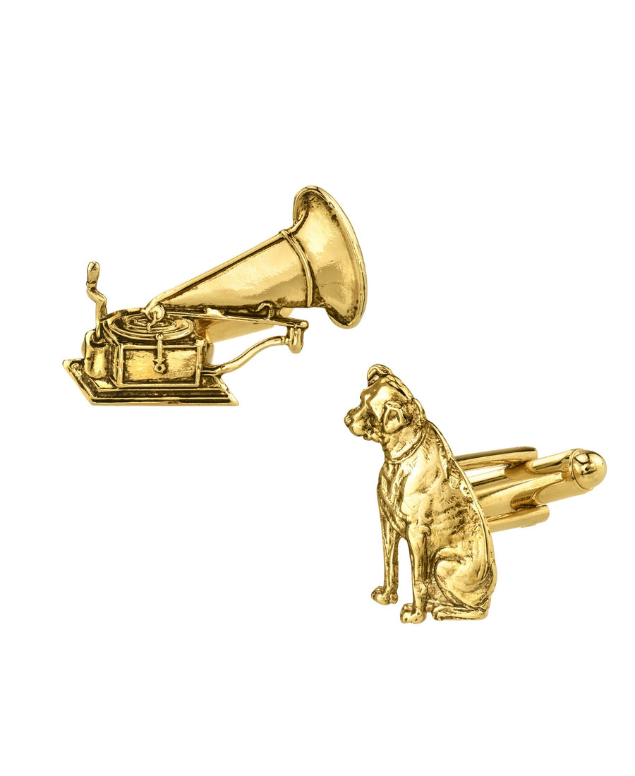 1928 Jewelry Dog and Phonograph Cufflinks