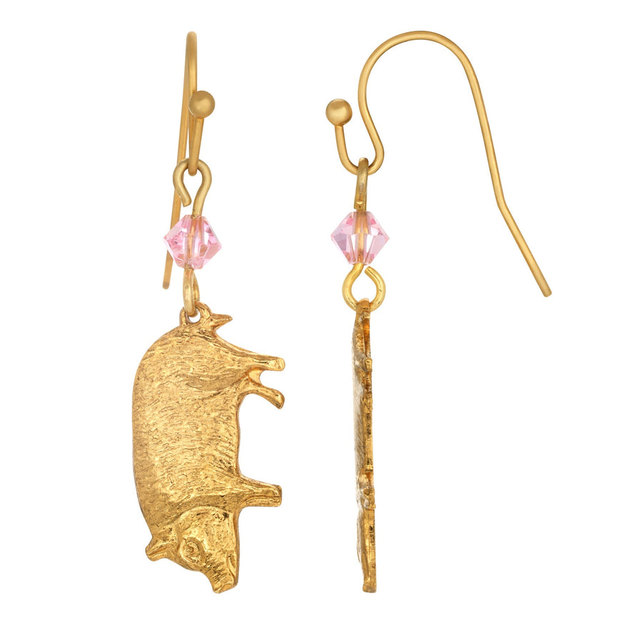 1928 Jewelry Light Rose Pink Bead Pig Drop Earrings