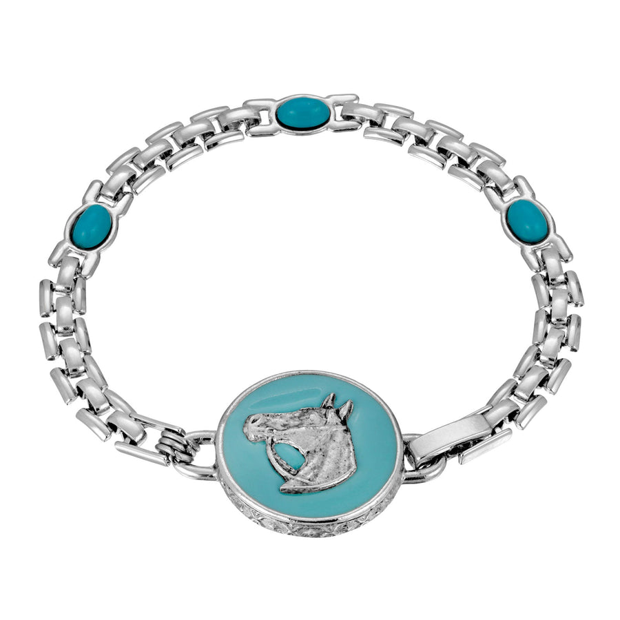 1928 Jewelry Southwest Turquoise Horse Head Brick Chain Bracelet