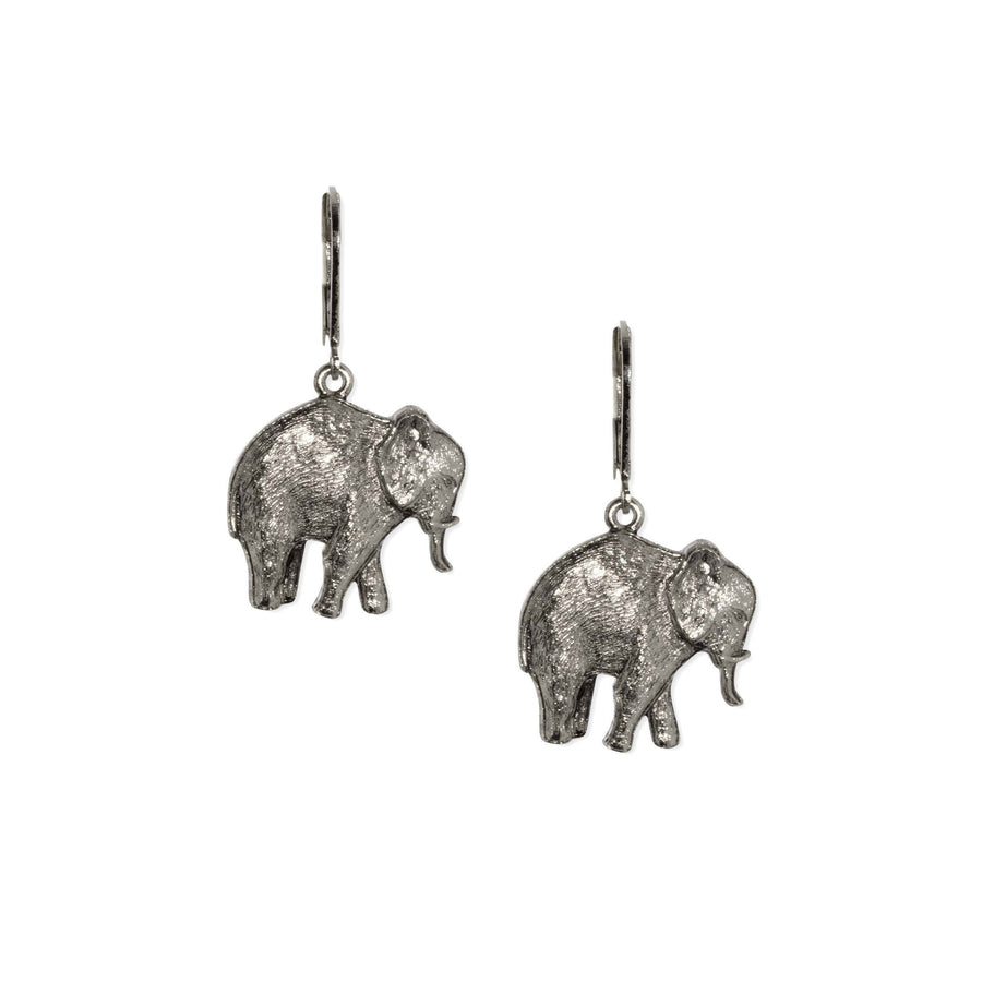 1928 Jewelry Pewter Elephant Drop Earrings