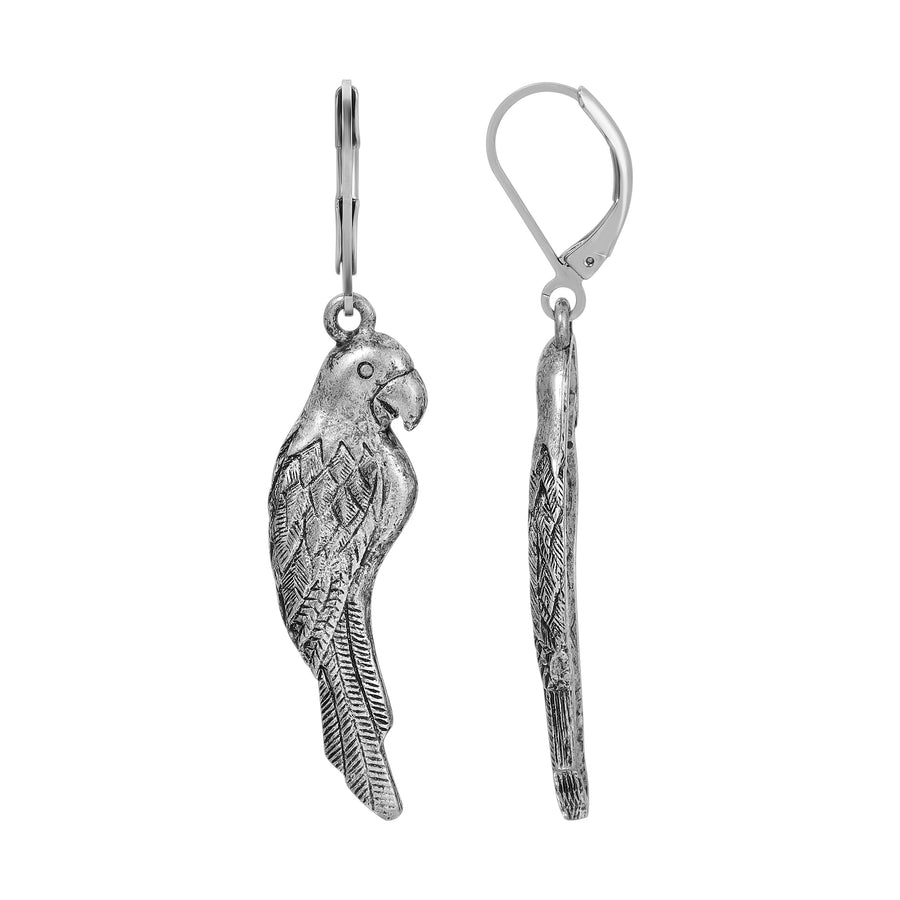 1928 Jewelry Neotropic Exotic Parrot Grey Drop Earrings
