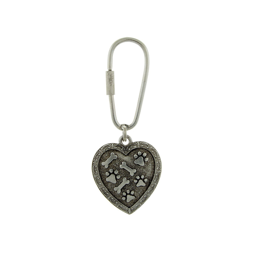 1928 Jewelry Pewter Bone And Paw Heart Keychain