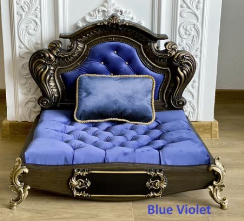 Luxury Baroque Pet Bed in Dark Walnut & Purple