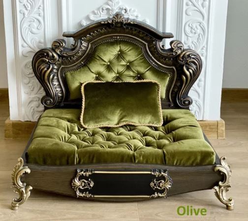 Luxury Baroque Pet Bed in Dark Walnut & Chocolate