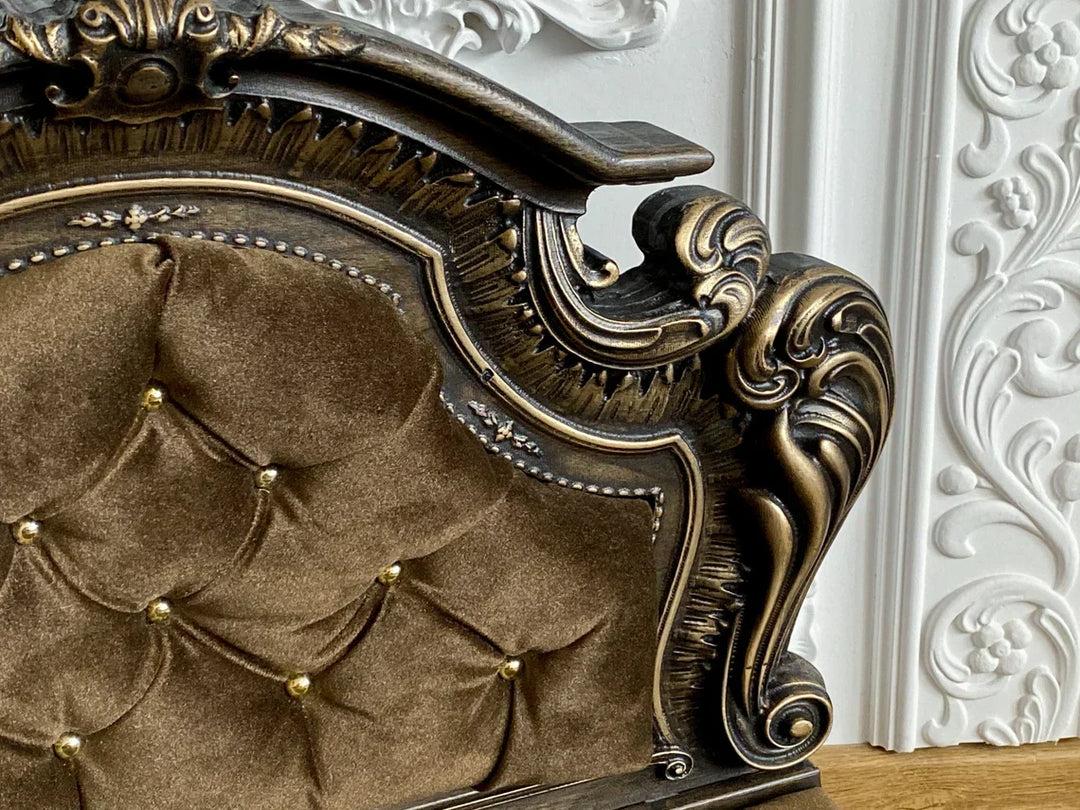 Luxury Baroque Pet Bed in Dark Walnut & Violet