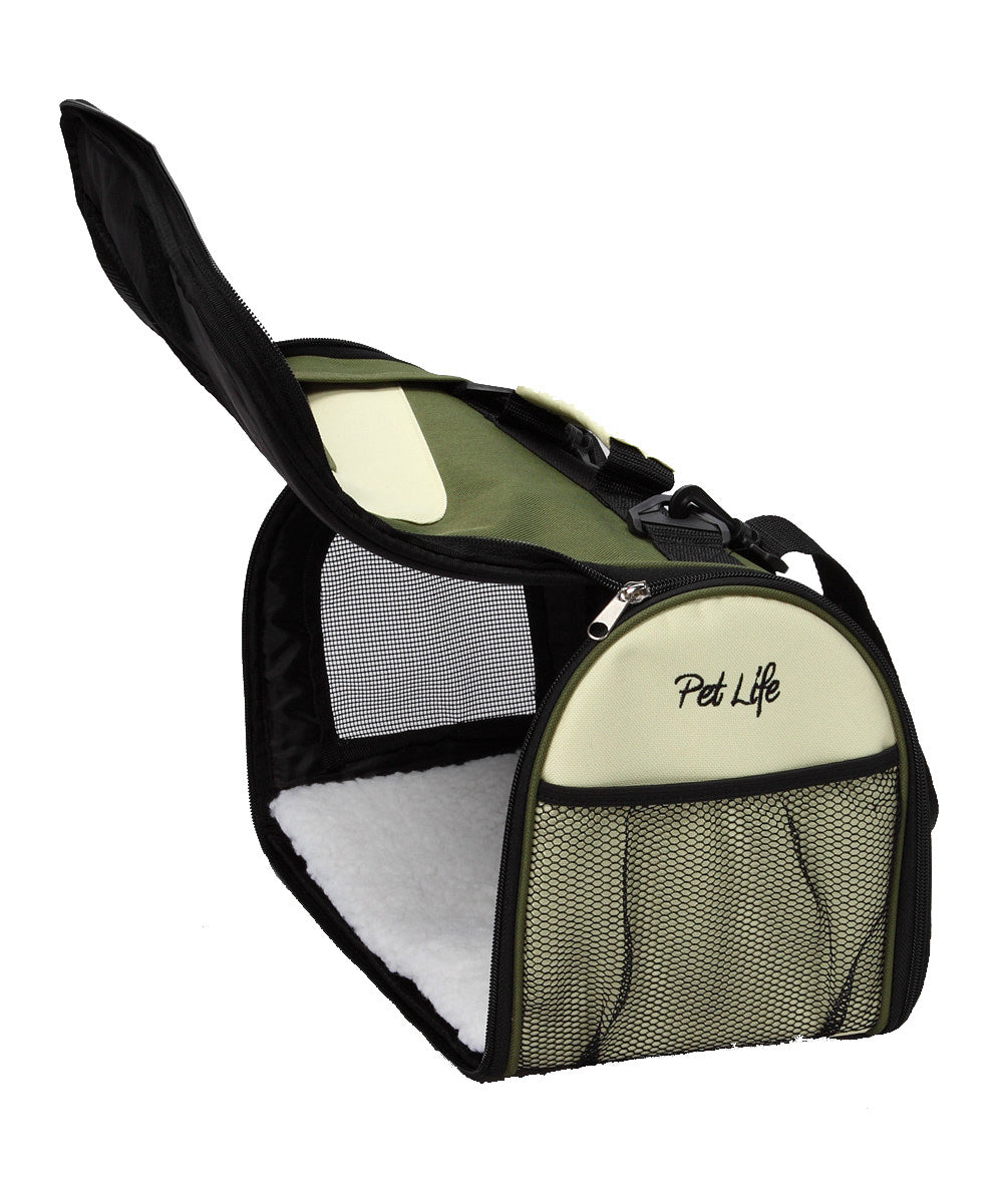 Green And Khaki  Airline Approved  'Sporty' Pet Dog Carrier