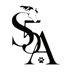 Stylish black and white logo of Snaks 5th Avenchew featuring an artistic horse and paw print design