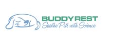 Logo of Buddy Rest featuring stylized sleeping dog and text "BuddyRest - Comfort Pets with Science"