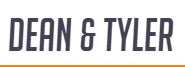 Logo of Dean & Tyler featuring stylish typography in orange and grey colors