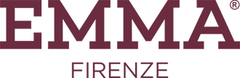 Logo of Emma Firenze in maroon and white showcasing luxury Italian craftsmanship for premium pet products.