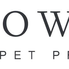 Logo of Bowsers Pet Products featuring a stylized black dog in a bow tie, promoting luxury pet accessories.