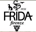 Frida Firenze logo featuring elegant typography, a silhouette of a dog, and a stylized chalice, symbolizing luxury pet accessories since 1931.