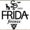 Frida Firenze logo featuring elegant typography, a silhouette of a dog, and a stylized chalice, symbolizing luxury pet accessories since 1931.