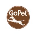 Go Pet logo with silhouette of a leaping dog, symbolizing high-quality, innovative pet solutions available at HT Animal Supply.