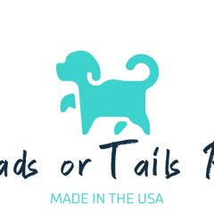 Logo of Heads or Tails Pup featuring a stylized dog silhouette and script, highlighting eco-friendly pet gear.