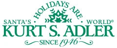 Logo of Kurt S. Adler featuring the text "Holidays Are Santa's World" with a festive design, established in 1946.