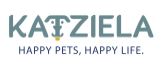 Katziela brand logo featuring the tagline 'Happy Pets, Happy Life' in elegant typography, symbolizing premium pet products.