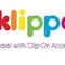 Colorful Klippo logo featuring a dog, promoting dog apparel with clip-on accessories