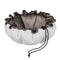 Cozy buttercup dog bed from HT Animal Supply, featuring a nest-like design with luxury gray and white fabric, ideal for pets who love snug environments.