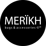 MERIKH logo for bags and accessories in elegant white text on a black background.