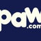 Logo of Paw.com, featuring white text on a navy background for the best online pet store.