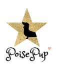 PoisePup brand logo with golden star and silhouette of a dog, symbolizing luxury pet accessories and trendy pet fashion.