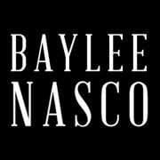 Baylee Nasco brand logo in elegant white text on a black background, symbolizing premium pet products.