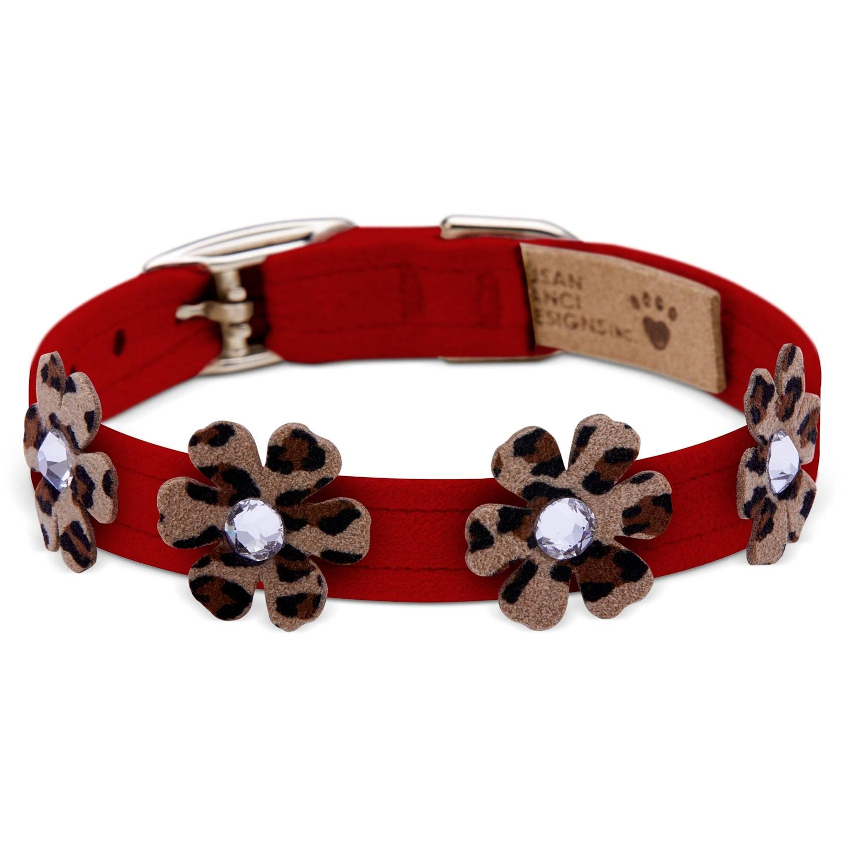 Pretty Petunia Flower Collar Red With Cheetah