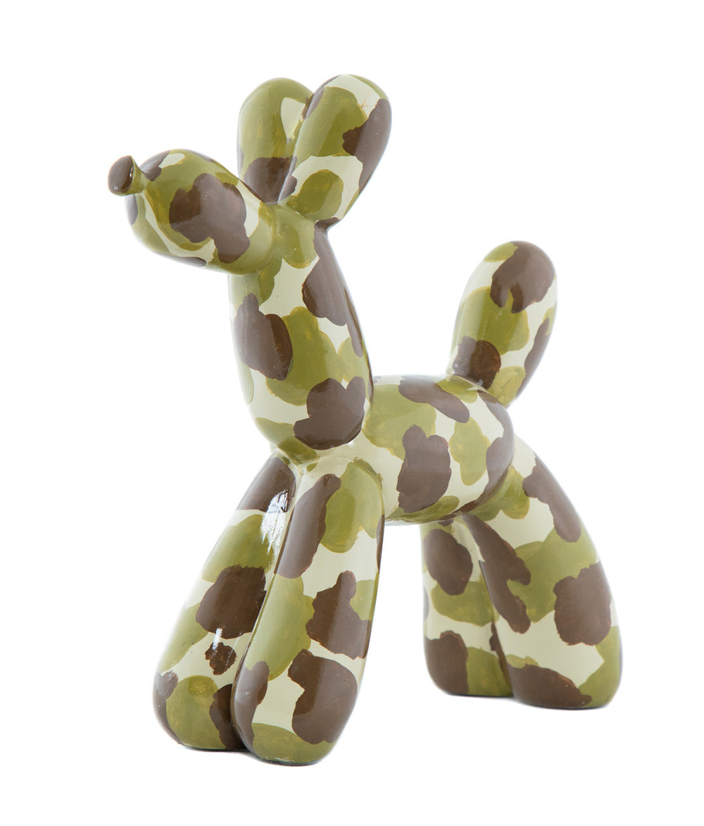 Camouflage Resin Dog Sculpture - 12" Tall