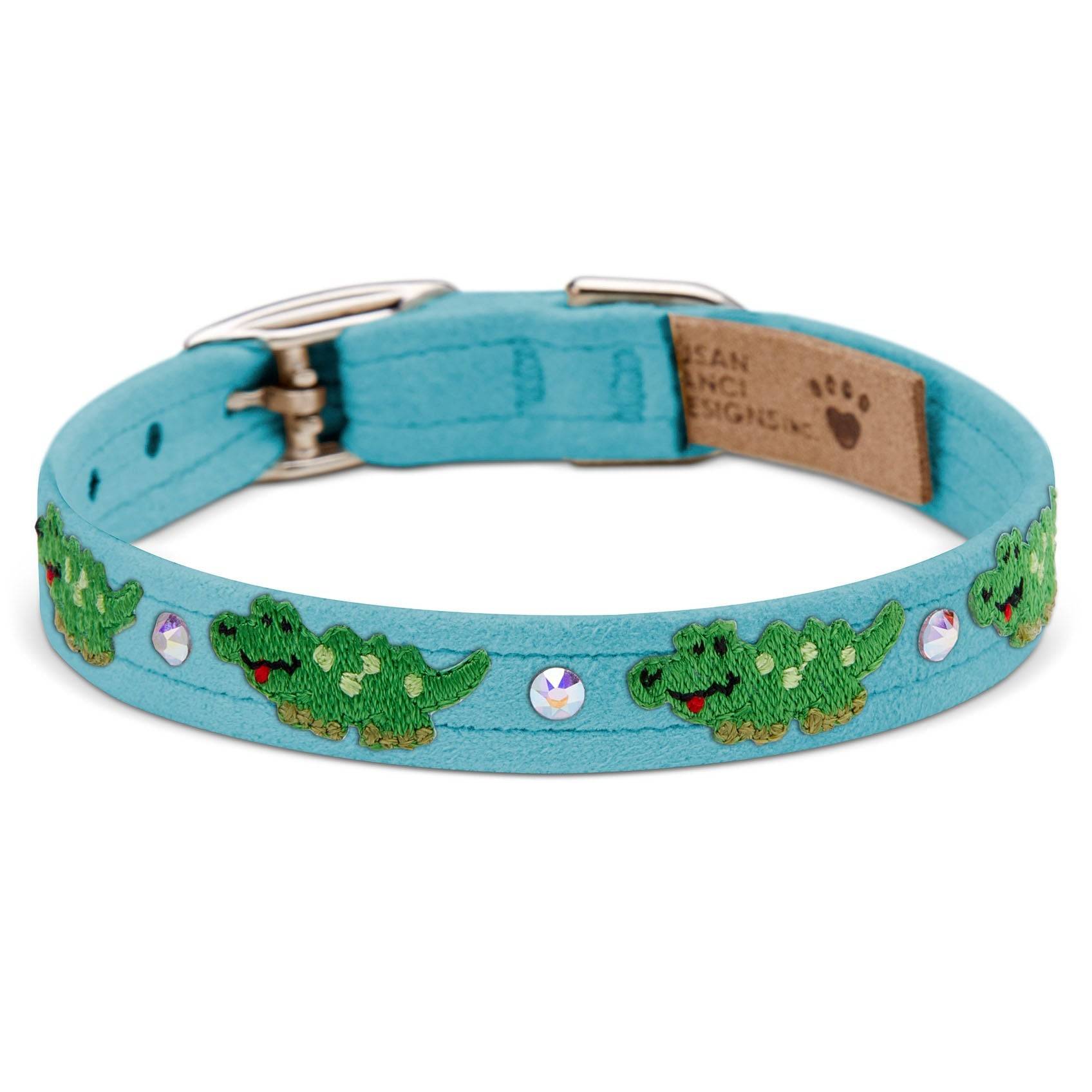 Embroidered Alligators Collar Tiffi Blue