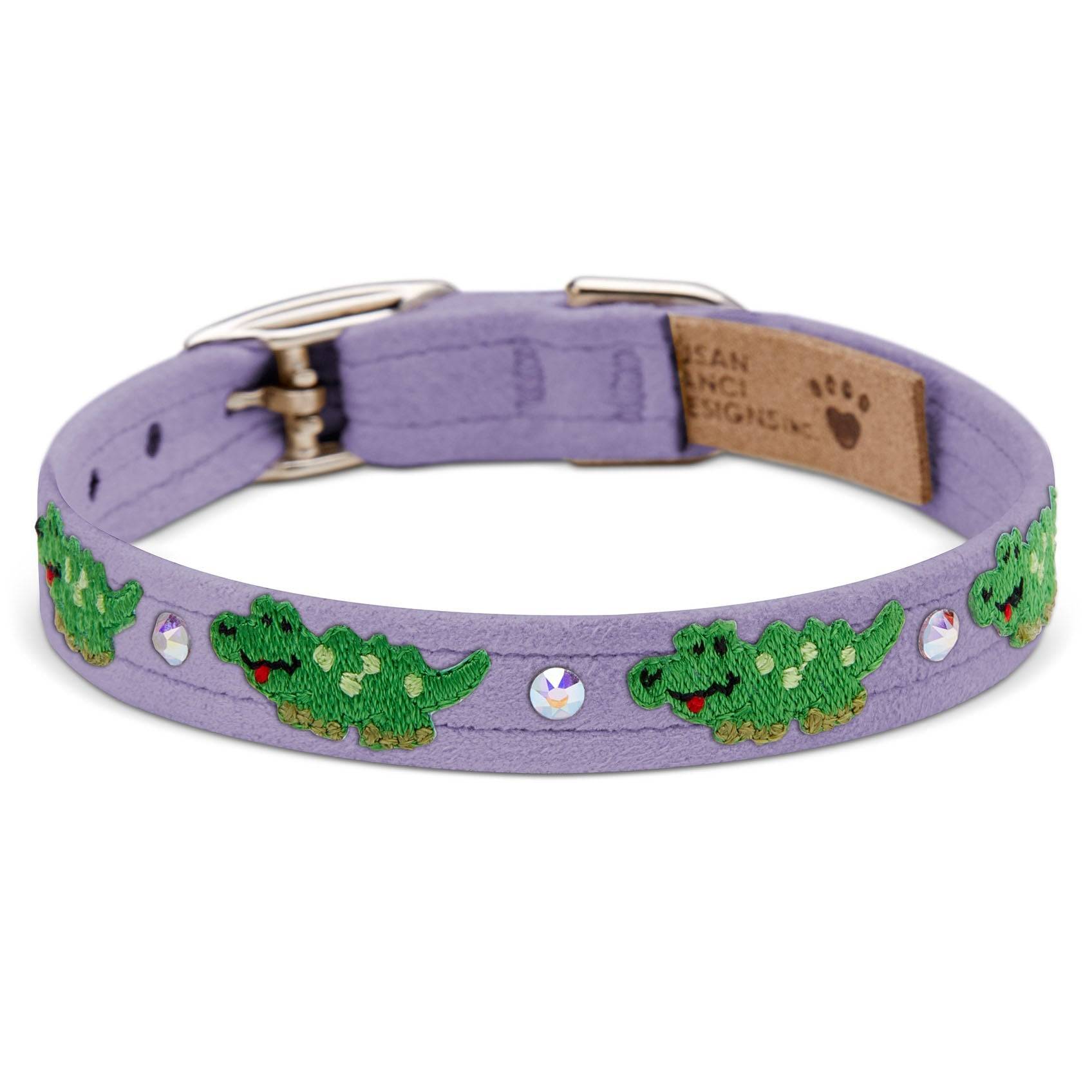 Embroidered Alligators Collar French Lavender