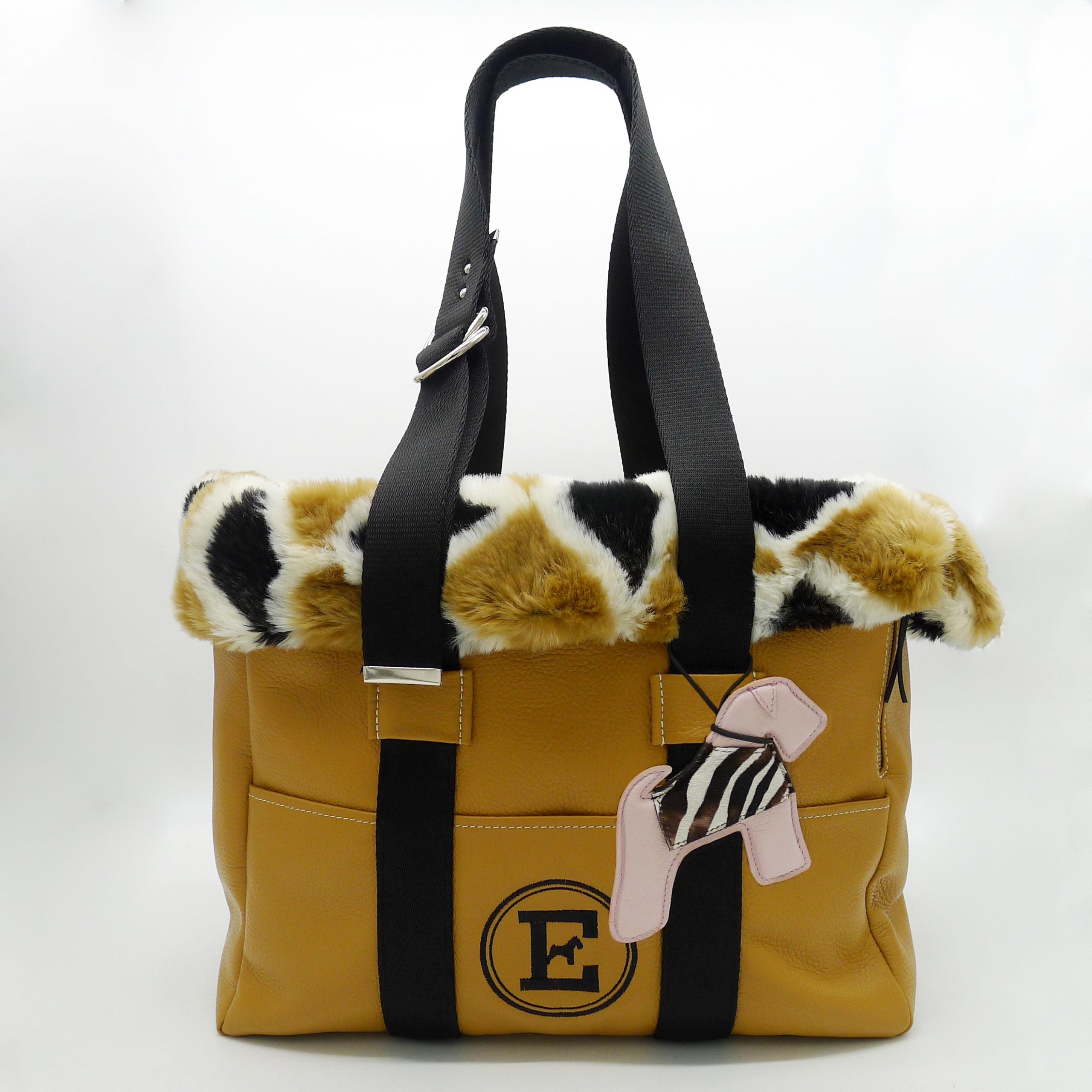 Leather Bag & Fur With pink charm