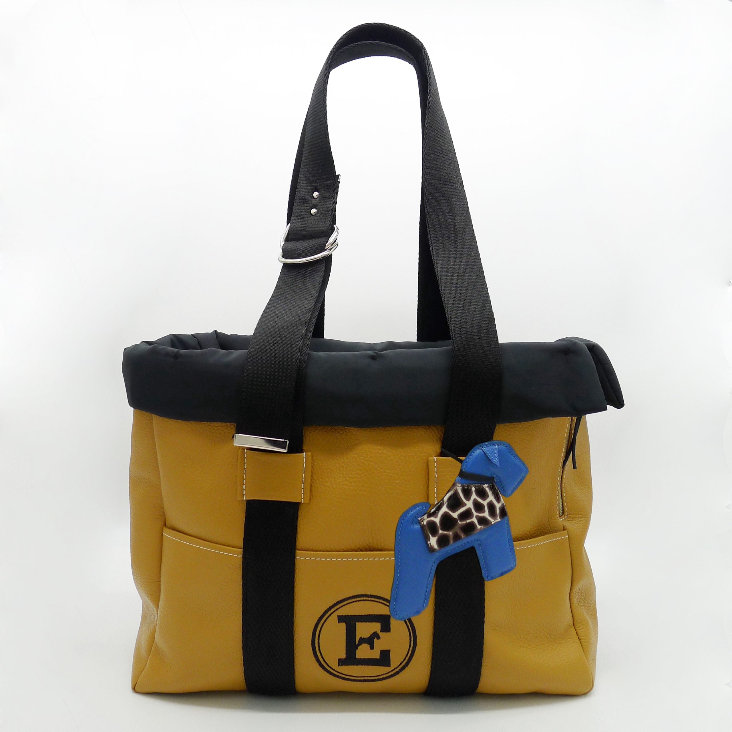 Leather Bag & Black With blue charm