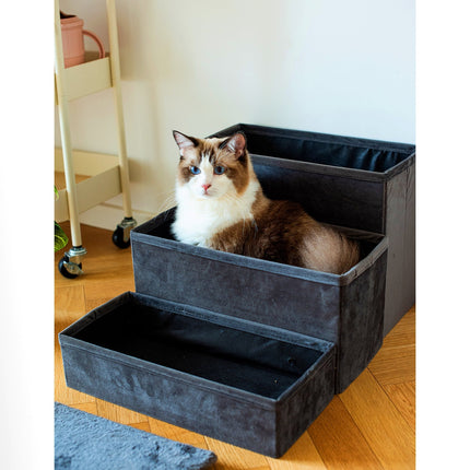 Catry Charcoal 2-in-1 Foldable Pet Stairs