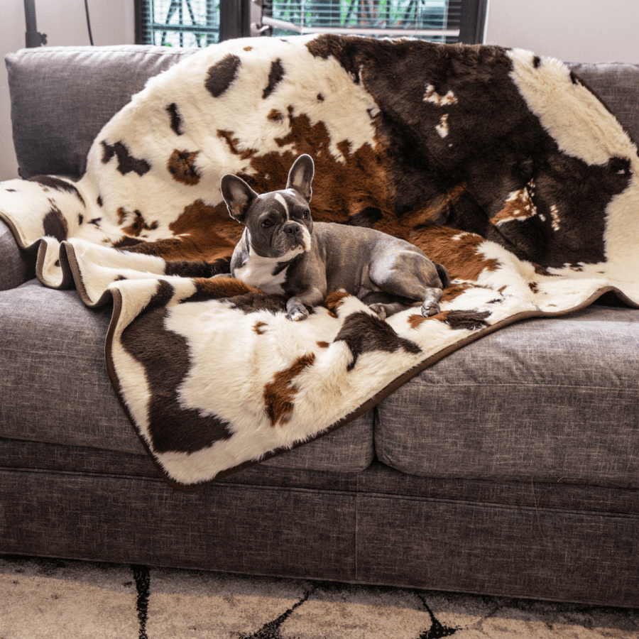 PupProtector Waterproof Throw Blanket - Brown Faux Cowhide Original (60