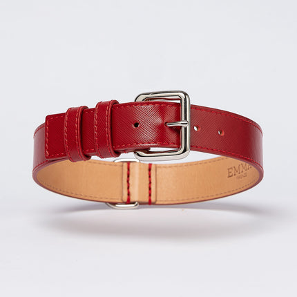 Red Saffiano-Collar