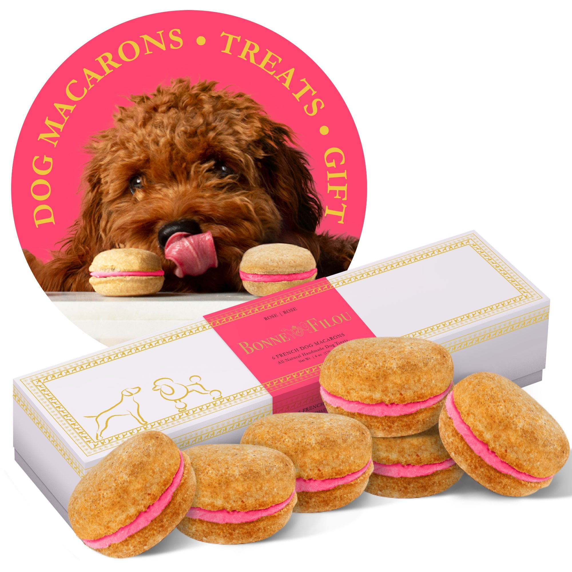 Dog Macarons (Box of 6) Rose