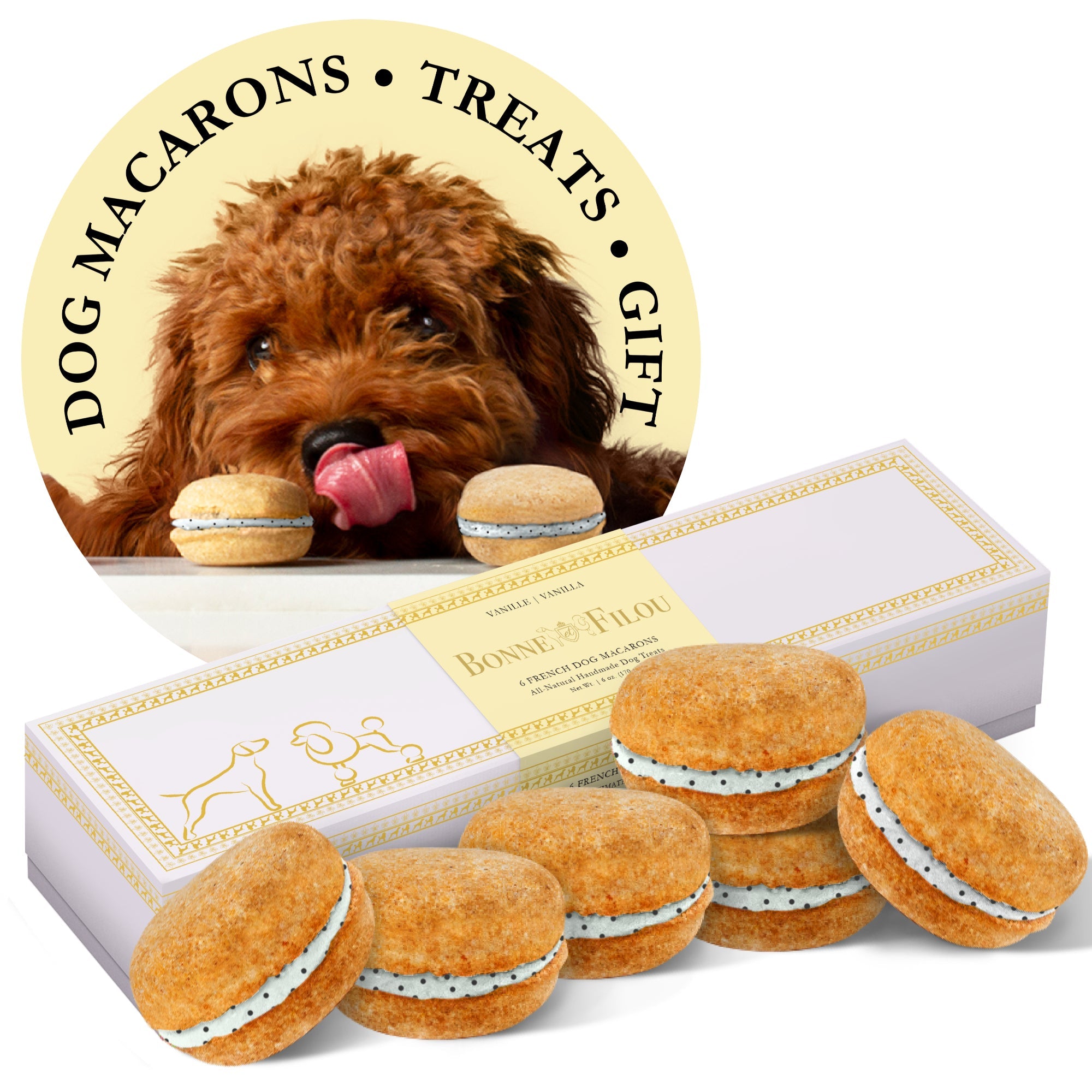 Dog Macarons (Box of 6) Vanilla