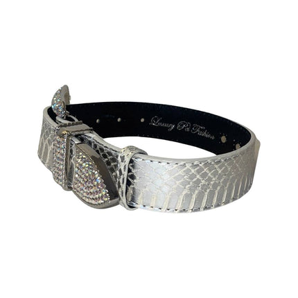 Stunning Silver Snake/Swarovski Crystal Hardware Collar