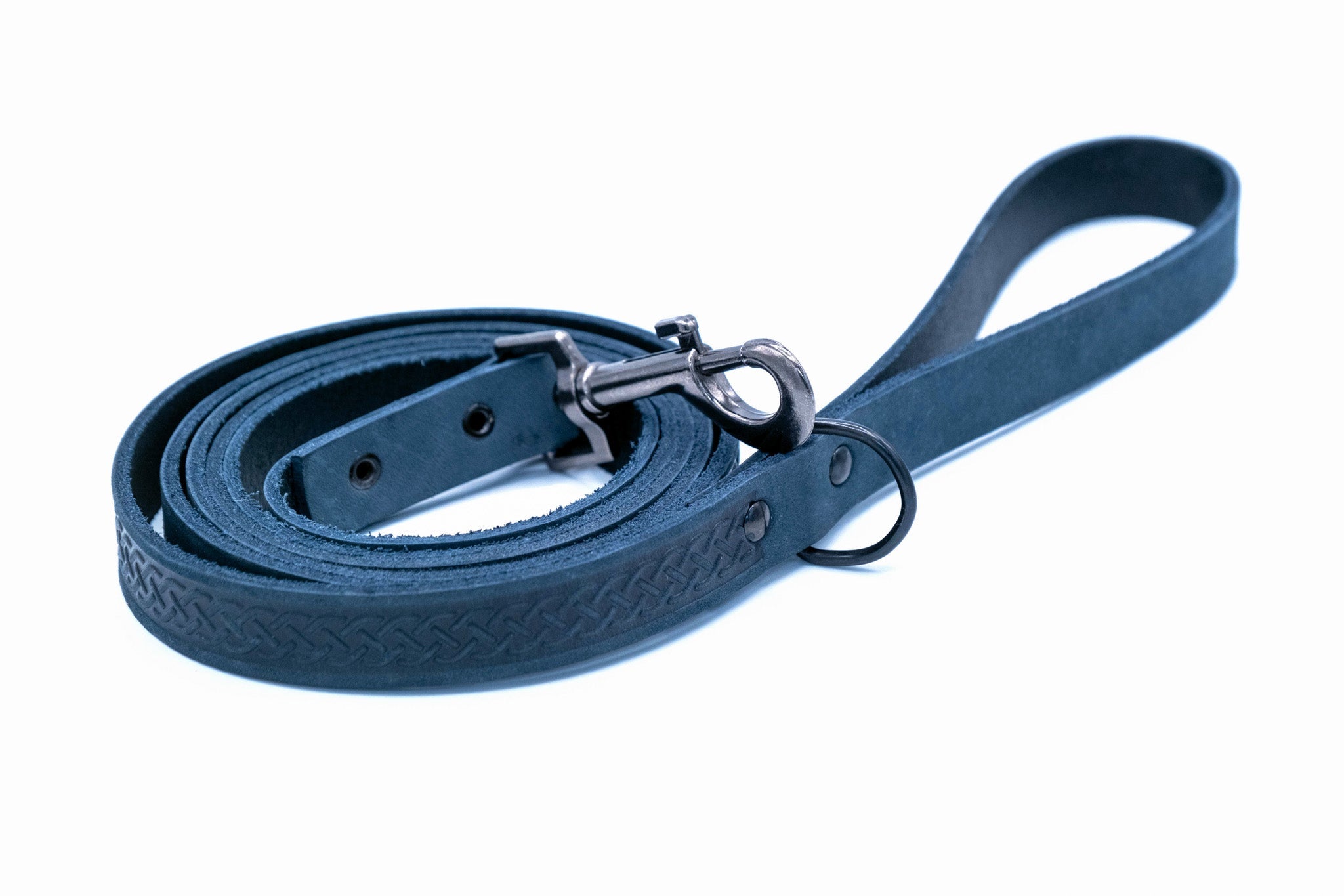 Celtic Sport Leather Dog Leash Blue Jeans