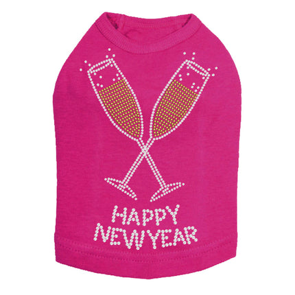 Happy New Year Champagne Glasses - Dog Tank