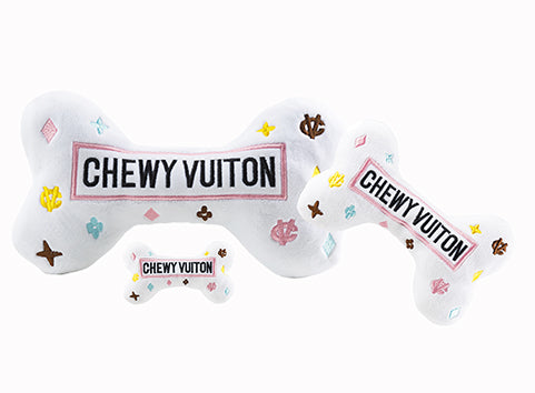 White Chewy Vuiton Bone Toy by Haute Diggity Dog