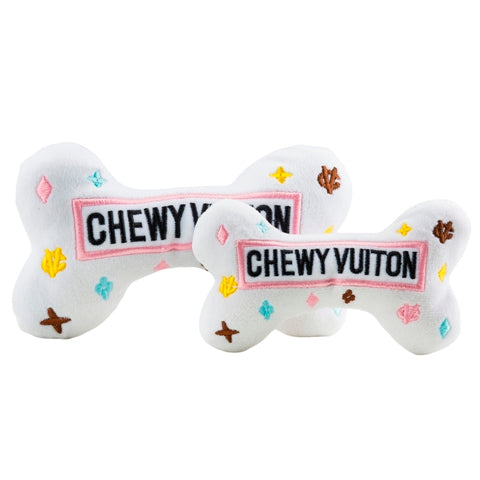 White Chewy Vuiton Bone Toy by Haute Diggity Dog