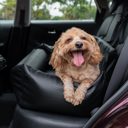 PupProtector™ Faux Leather Memory Foam Dog Car Bed - Black