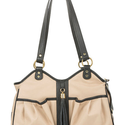 Metro Bag in Khaki with Black Leather Trim & Tassel