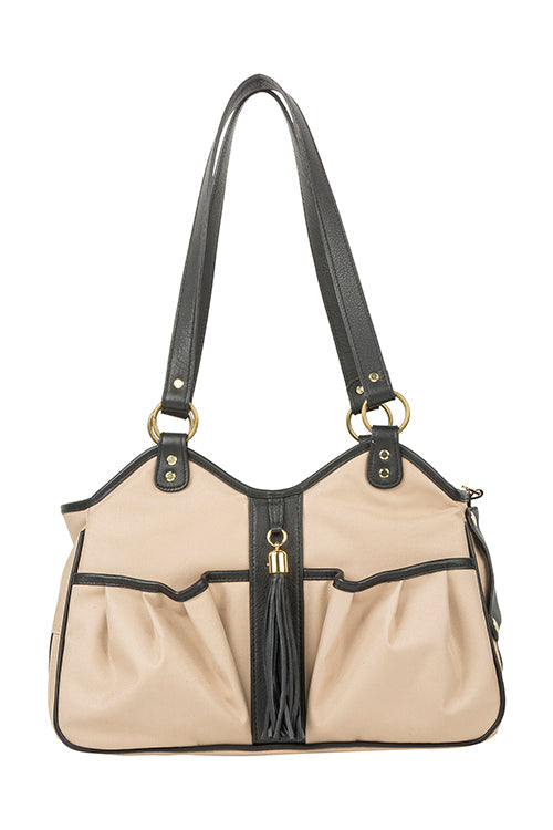 Metro Bag in Khaki with Black Leather Trim & Tassel