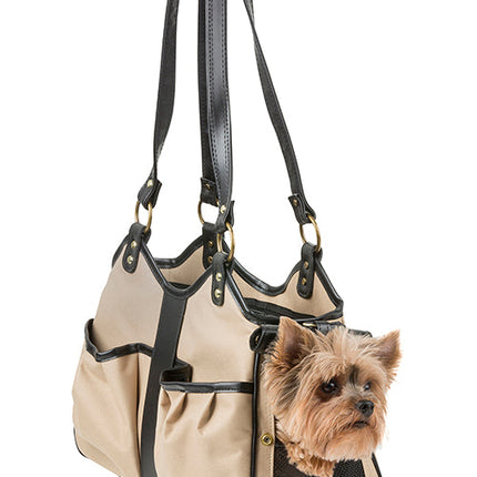 Metro Bag in Khaki with Black Leather Trim & Tassel