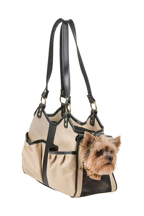 Metro Bag in Khaki with Black Leather Trim & Tassel