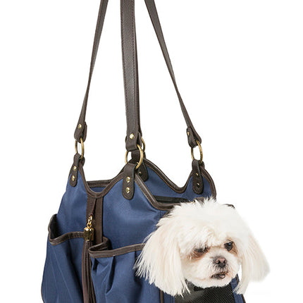 Metro Bag in Navy with Brown Leather Trim & Tassel